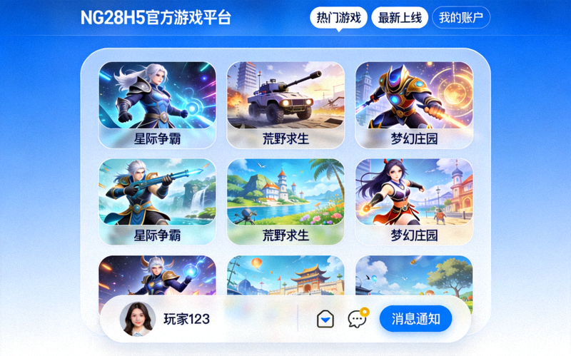 NG28H5官方游戏平台界面展示 - 现代化游戏门户设计
