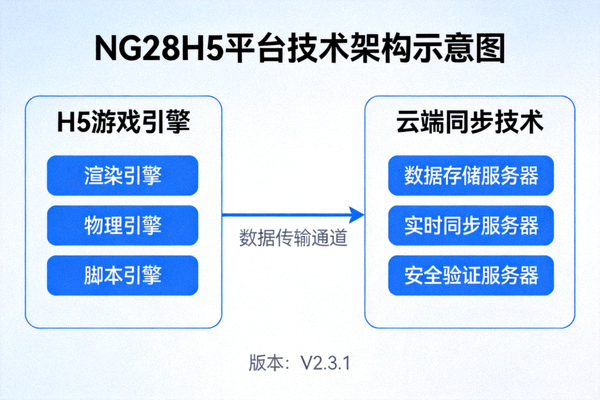 NG28H5平台技术架构示意图 - 展示H5游戏引擎与云端同步技术