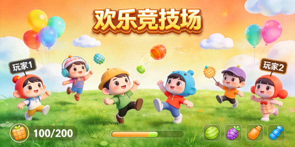 休闲竞技类H5游戏画面截图 - 轻松愉快的多人游戏场景